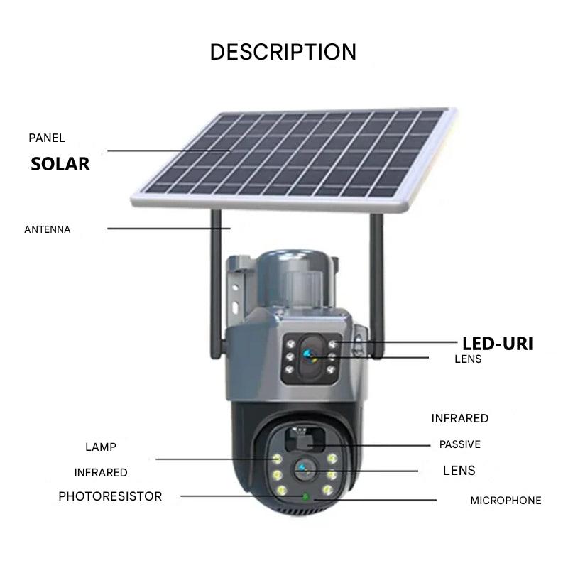 Telecamera di sorveglianza wireless solare 4K DualGuard con controllo a 360°