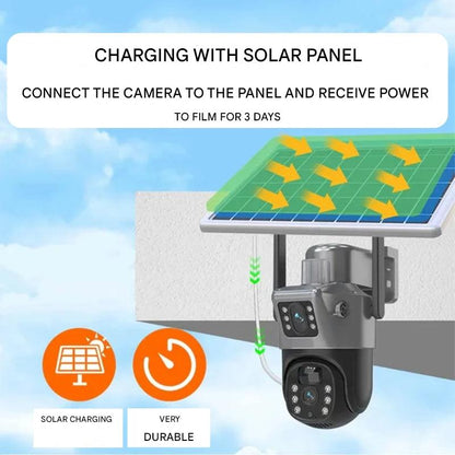 Telecamera di sorveglianza wireless solare 4K DualGuard con controllo a 360°