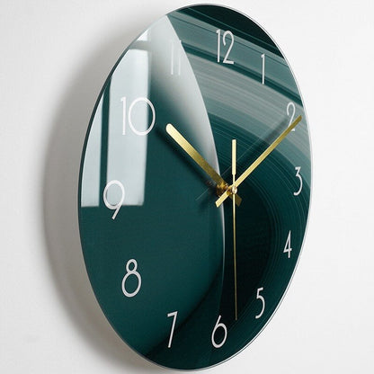 Elegante orologio da parete in vetro con movimento al quarzo silenzioso e design moderno