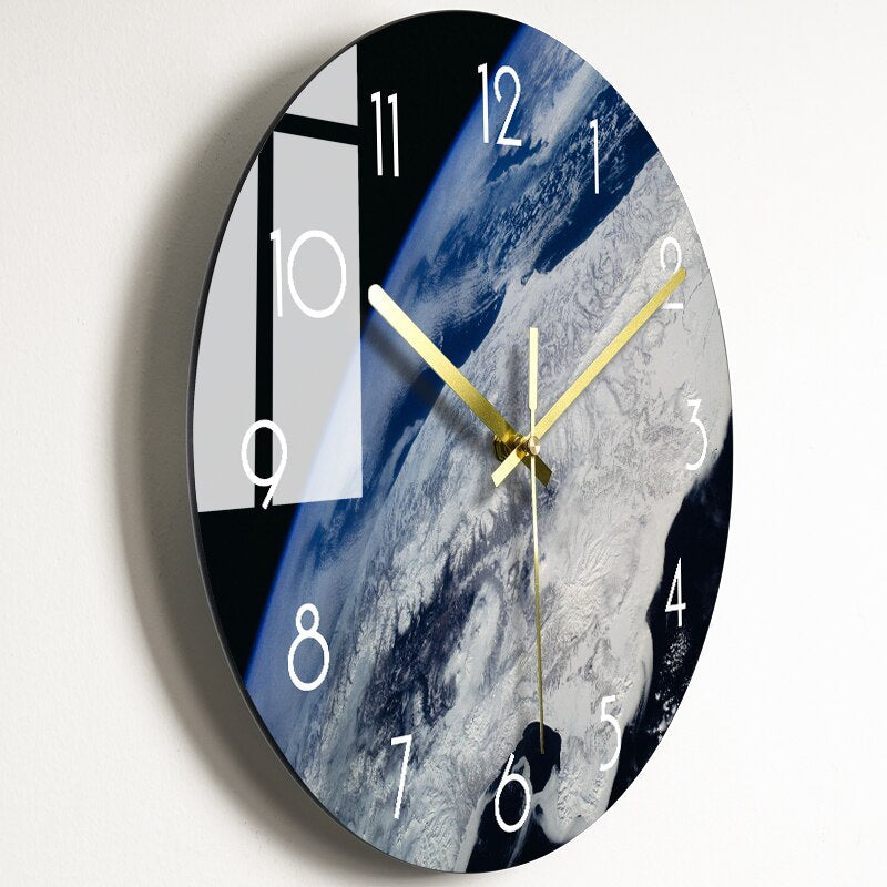 Elegante orologio da parete in vetro con movimento al quarzo silenzioso e design moderno