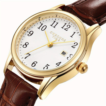 Elegante Quarzuhr für Damen mit Kunstlederarmband und minimalistischem Design