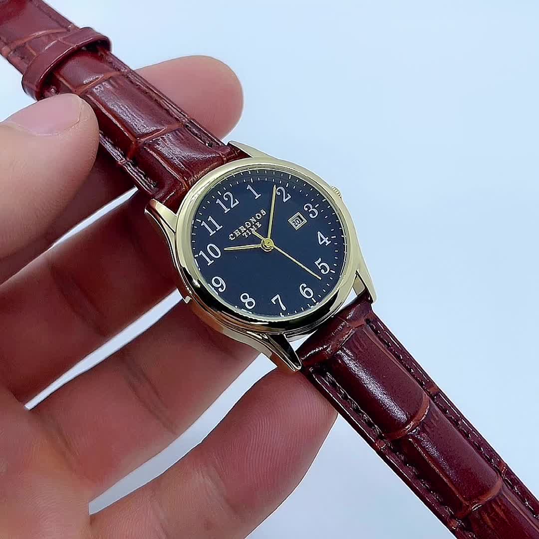 Elegante Quarzuhr für Damen mit Kunstlederarmband und minimalistischem Design