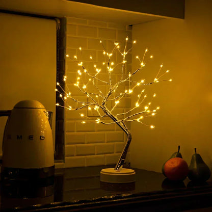 Incantevole lampada in legno con 108 luci LED e rami regolabili