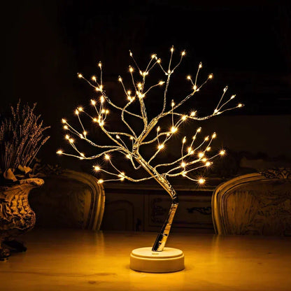Incantevole lampada in legno con 108 luci LED e rami regolabili
