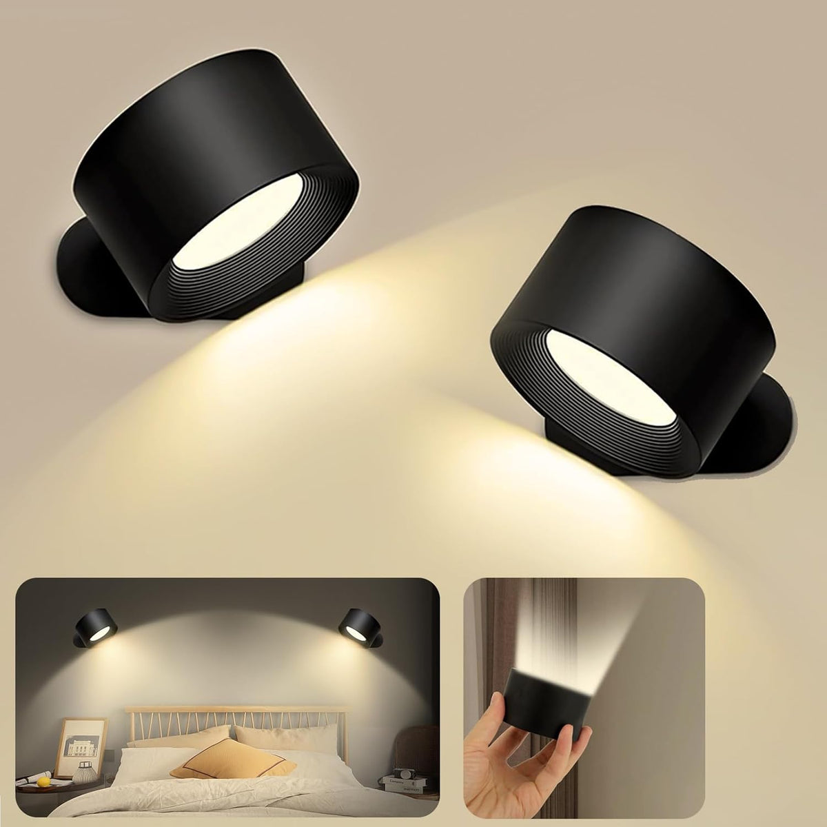 FlexiLamp Kabellose, wiederaufladbare 360°-LED-Wandleuchte