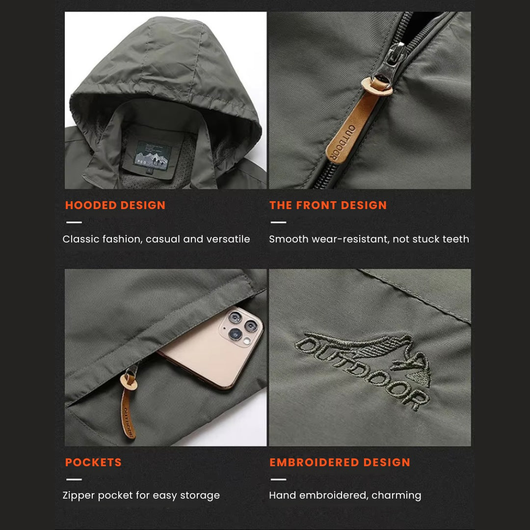 Lichtgewicht outdoorjas met capuchon – wind- en waterdicht