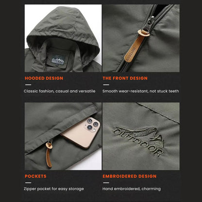 Lichtgewicht outdoorjas met capuchon – wind- en waterdicht
