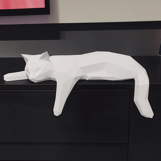 Figura astratta di gatto GeoCat, scultura e decorazione per la casa dal design moderno ed elegante