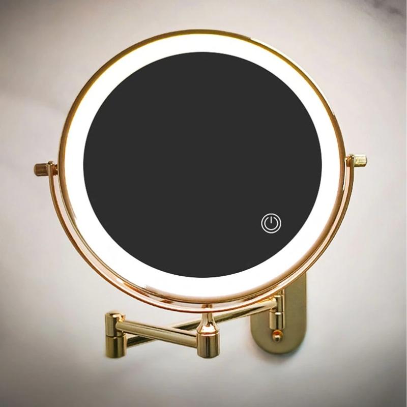 GlamGlow LED-Make-up-Spiegel mit Vergrößerung, Touch-Beleuchtung und 360°-Drehung