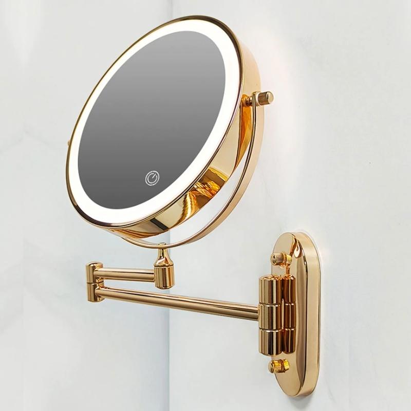 GlamGlow LED-Make-up-Spiegel mit Vergrößerung, Touch-Beleuchtung und 360°-Drehung