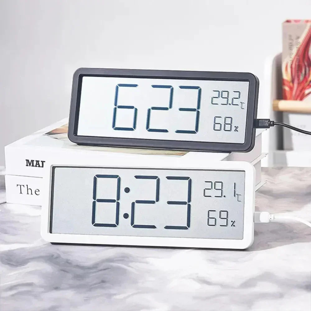 GlowTime Digitale LED-Wanduhr mit Temperatur- und Luftfeuchtigkeitsanzeige