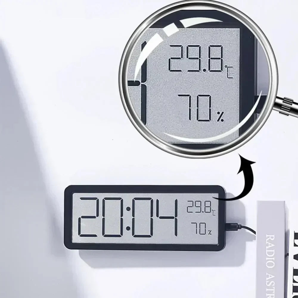 GlowTime Digitale LED-Wanduhr mit Temperatur- und Luftfeuchtigkeitsanzeige
