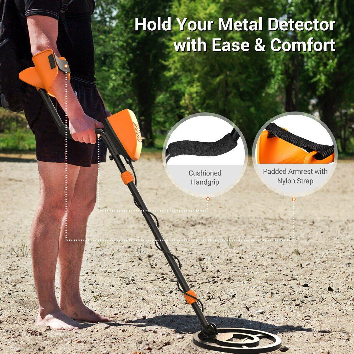 Gouden handmetaaldetector met All-Metal- en Pinpoint-functie voor volwassenen en kinderen