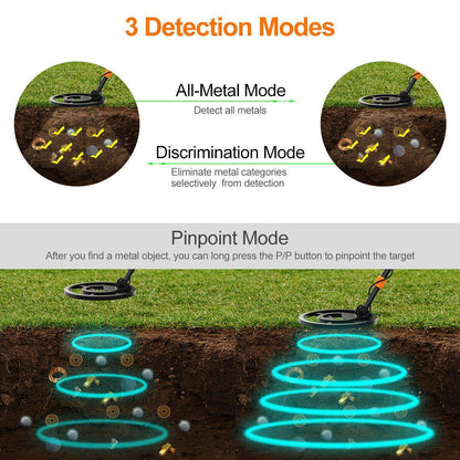 Gouden handmetaaldetector met All-Metal- en Pinpoint-functie voor volwassenen en kinderen