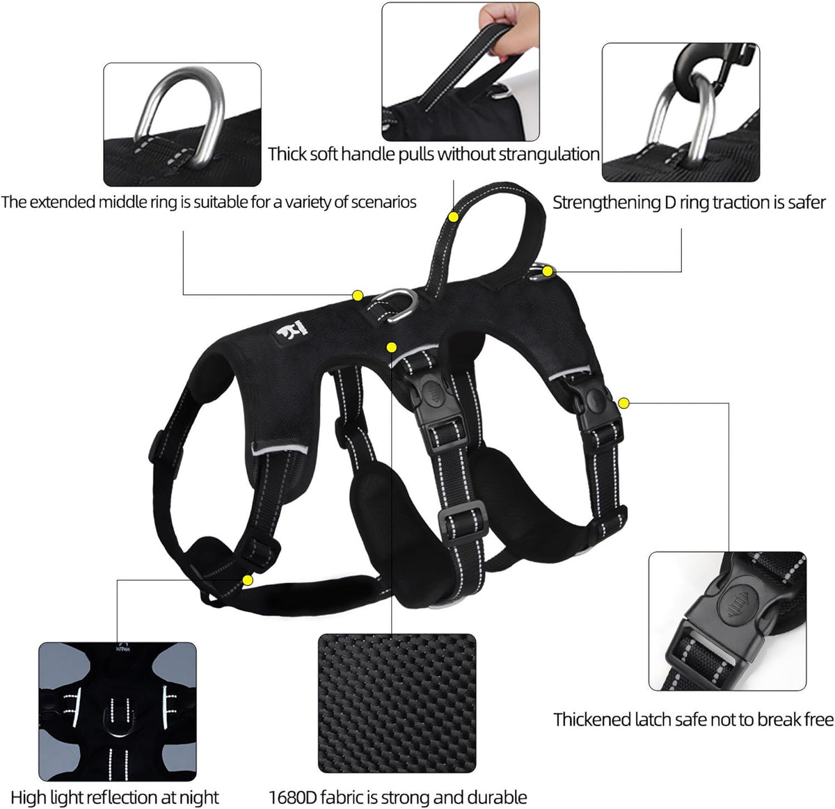 GripGuard Reflektierendes Hundegeschirr mit Anti-Zug-Funktion und verstellbarem, sicherem Sitz