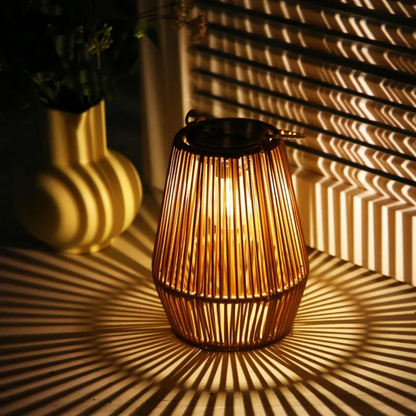 Lanterna solare intrecciata a mano per giardino con illuminazione LED impermeabile