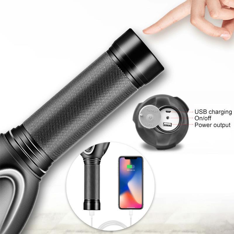 Leistungsstarke wiederaufladbare LED-Taschenlampe mit wasserdichtem Design