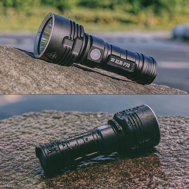 Leistungsstarke wiederaufladbare LED-Taschenlampe mit wasserdichtem Design