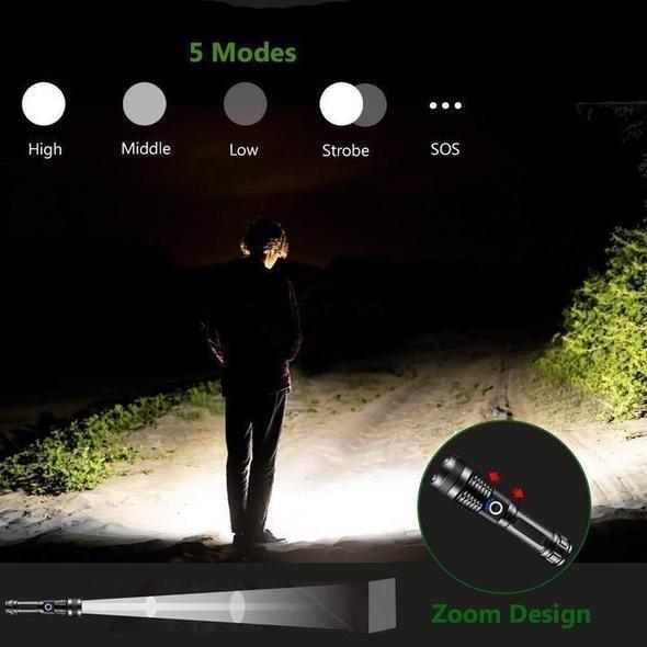 Leistungsstarke wiederaufladbare LED-Taschenlampe mit wasserdichtem Design