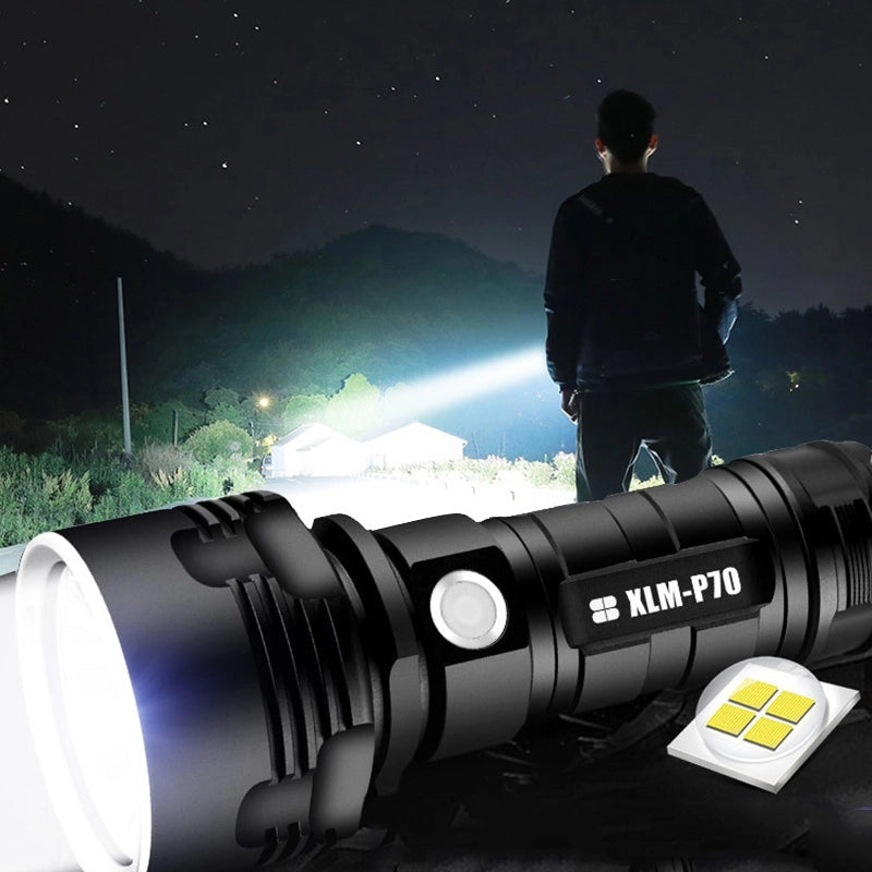 Leistungsstarke wiederaufladbare LED-Taschenlampe mit wasserdichtem Design