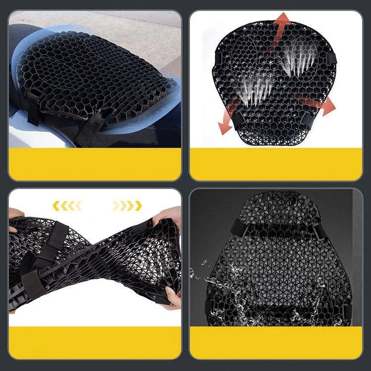 HoneyRide Motorradsitzkissen mit 3D-Waben-Stoßdämpfung
