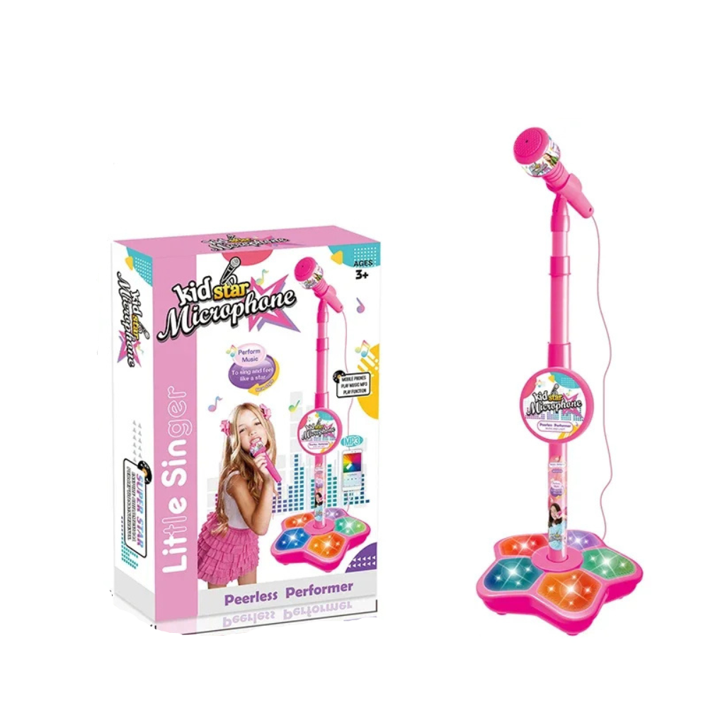 Microfono karaoke per bambini con asta regolabile e musica