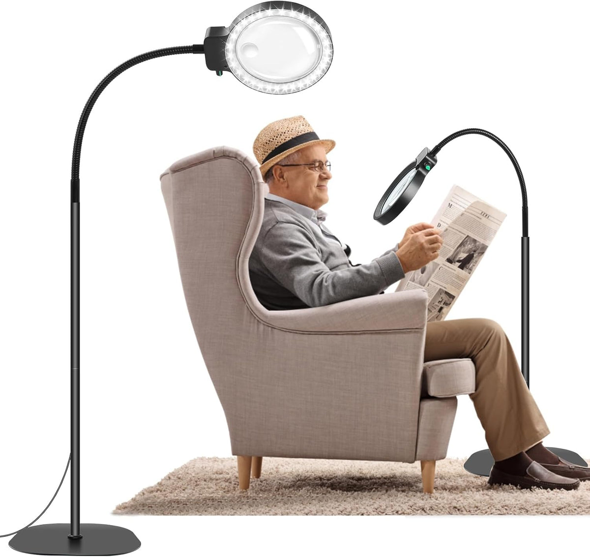 LED-vergrootglas met verstelbare standaard voor lezen, handwerken en precisiewerk