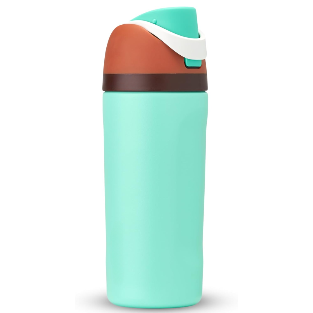 Auslaufsichere isolierte Edelstahl-Trinkflasche mit Strohhalm