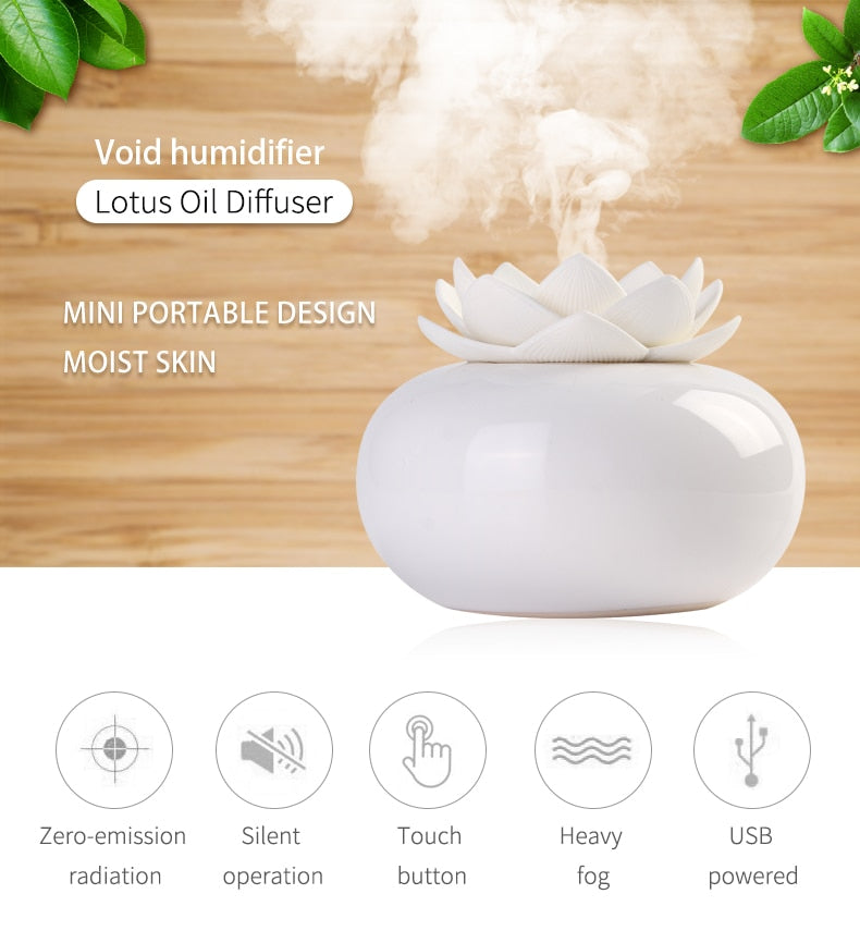 Diffusore di aromi e umidificatore in ceramica Lotiscent a forma di loto con oli profumati