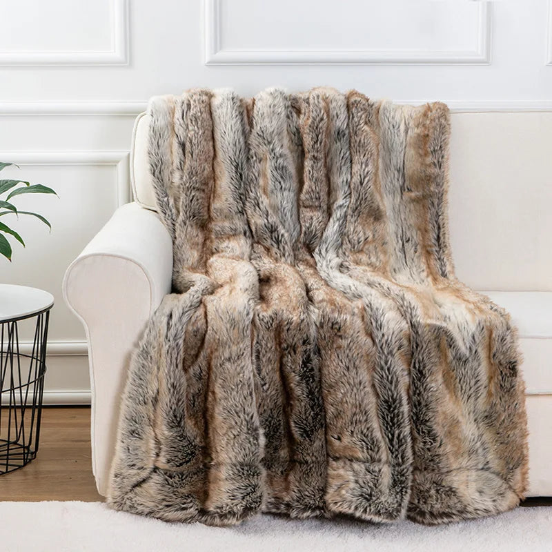 Luxe imitatiebontplaid met nertslook, zachte en warme deken