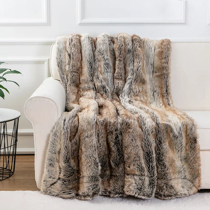 Luxe imitatiebontplaid met nertslook, zachte en warme deken