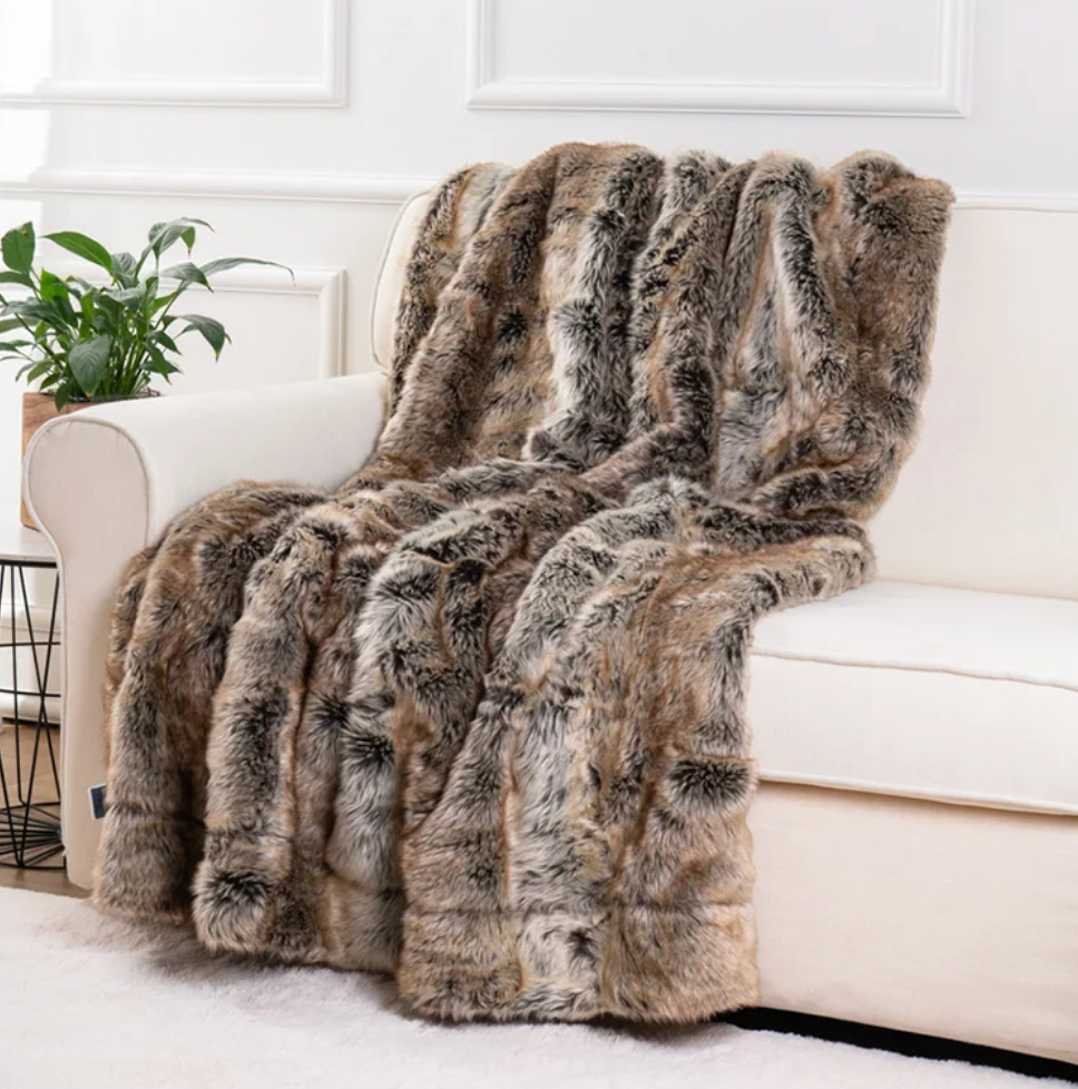 Luxe imitatiebontplaid met nertslook, zachte en warme deken