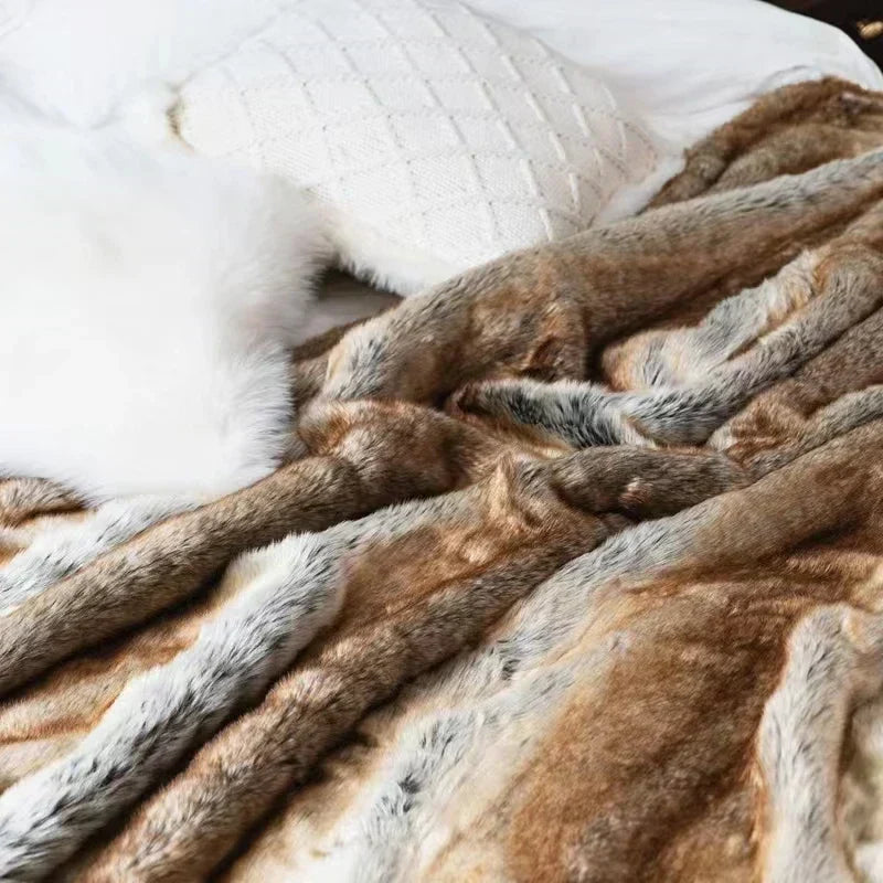 Luxe imitatiebontplaid met nertslook, zachte en warme deken