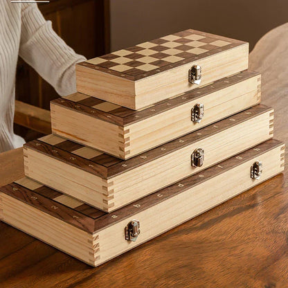 Set di scacchi in legno con pezzi magnetici, scacchiera e design pieghevole da viaggio