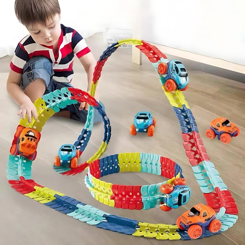 MagniTrack magnetisches Autorennbahn-Spielset für kreatives Spielen