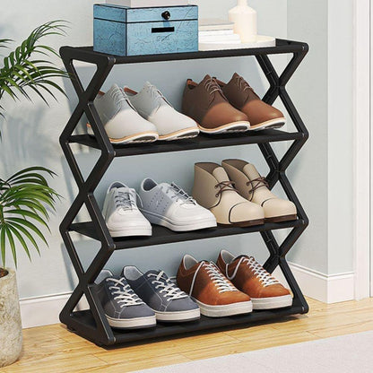 Minimalistisches, vierstöckiges Schuhregal – kompakt, modern und platzsparend