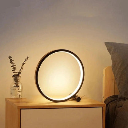 Minimalistische LED-ringtafellamp met touchdimmer en warm licht