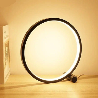 Minimalistische LED-ringtafellamp met touchdimmer en warm licht