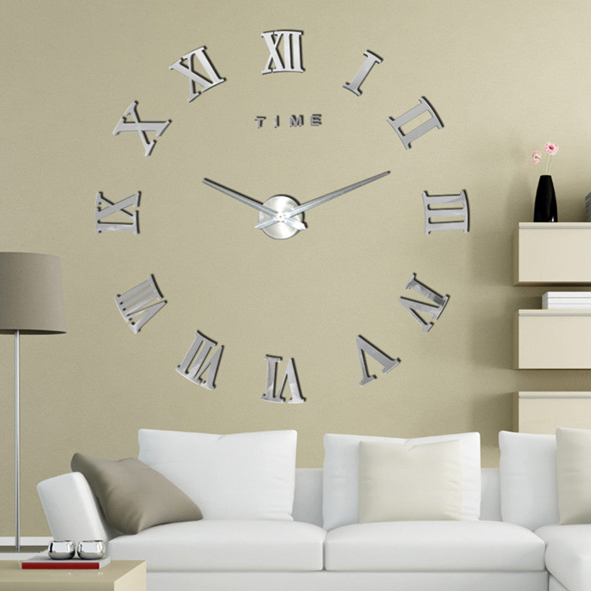 Moderne geometrische DIY-Wanduhr mit 3D-Acryl-Spiegeldesign
