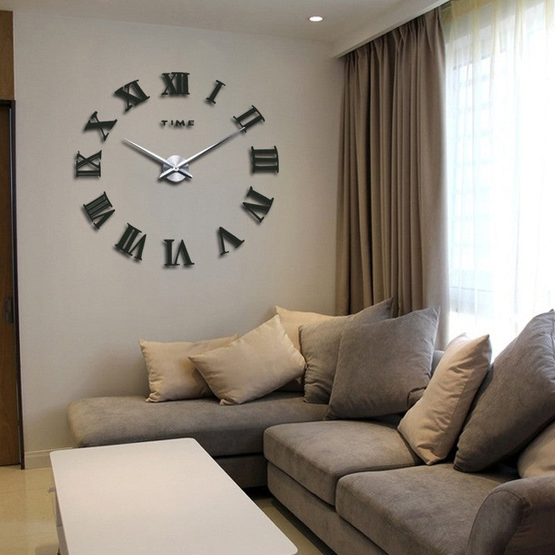 Moderne geometrische DIY-Wanduhr mit 3D-Acryl-Spiegeldesign