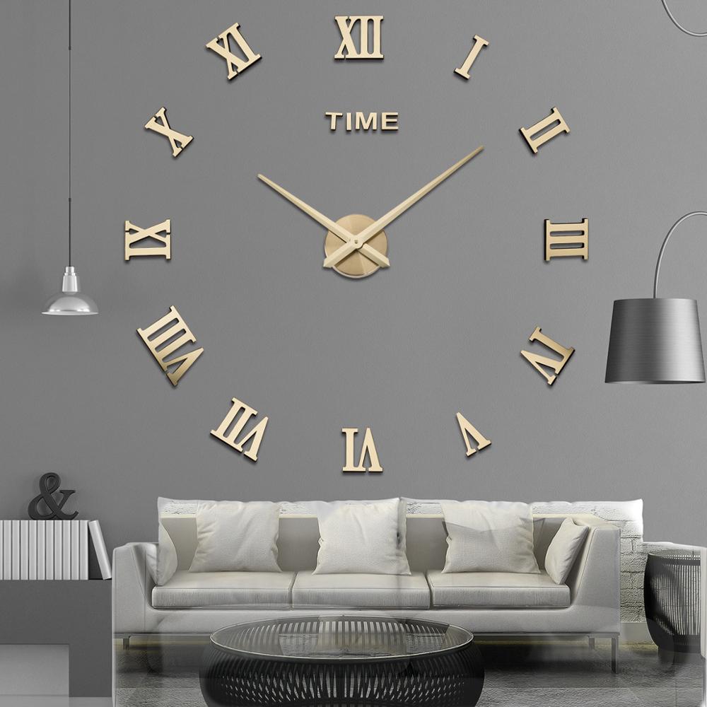 Moderne geometrische DIY-Wanduhr mit 3D-Acryl-Spiegeldesign