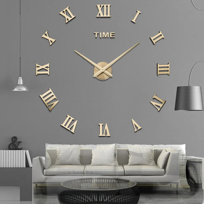 Moderne geometrische DIY-Wanduhr mit 3D-Acryl-Spiegeldesign