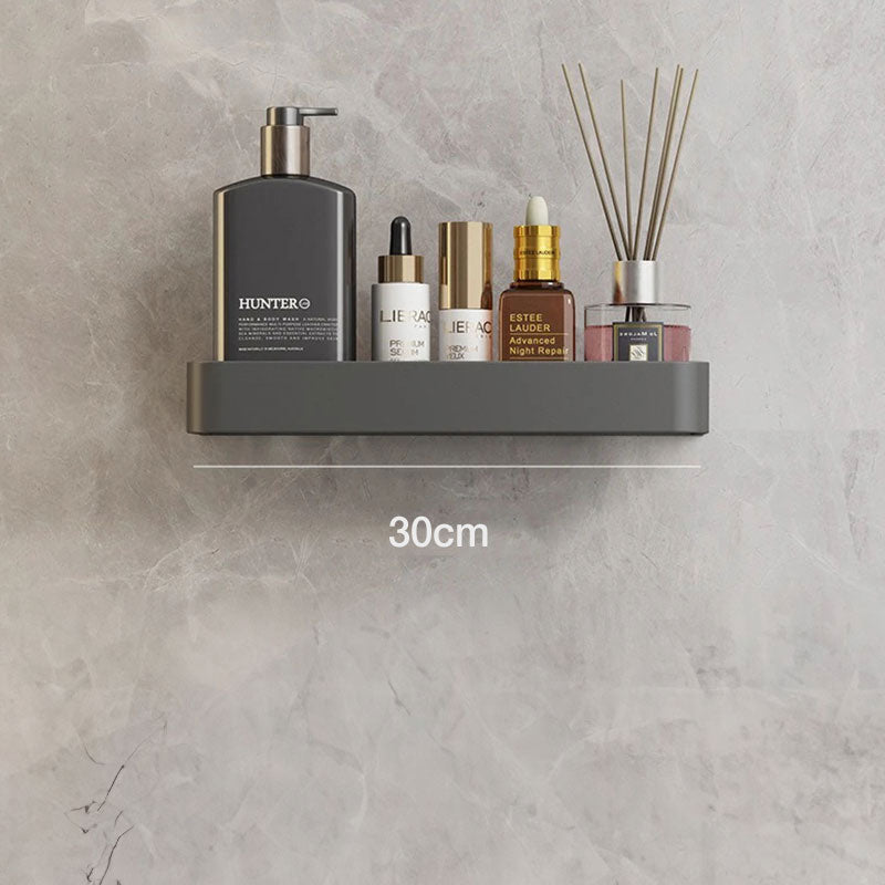Moderne grijze badkamerplank voor aan de muur met optionele handdoekhouder