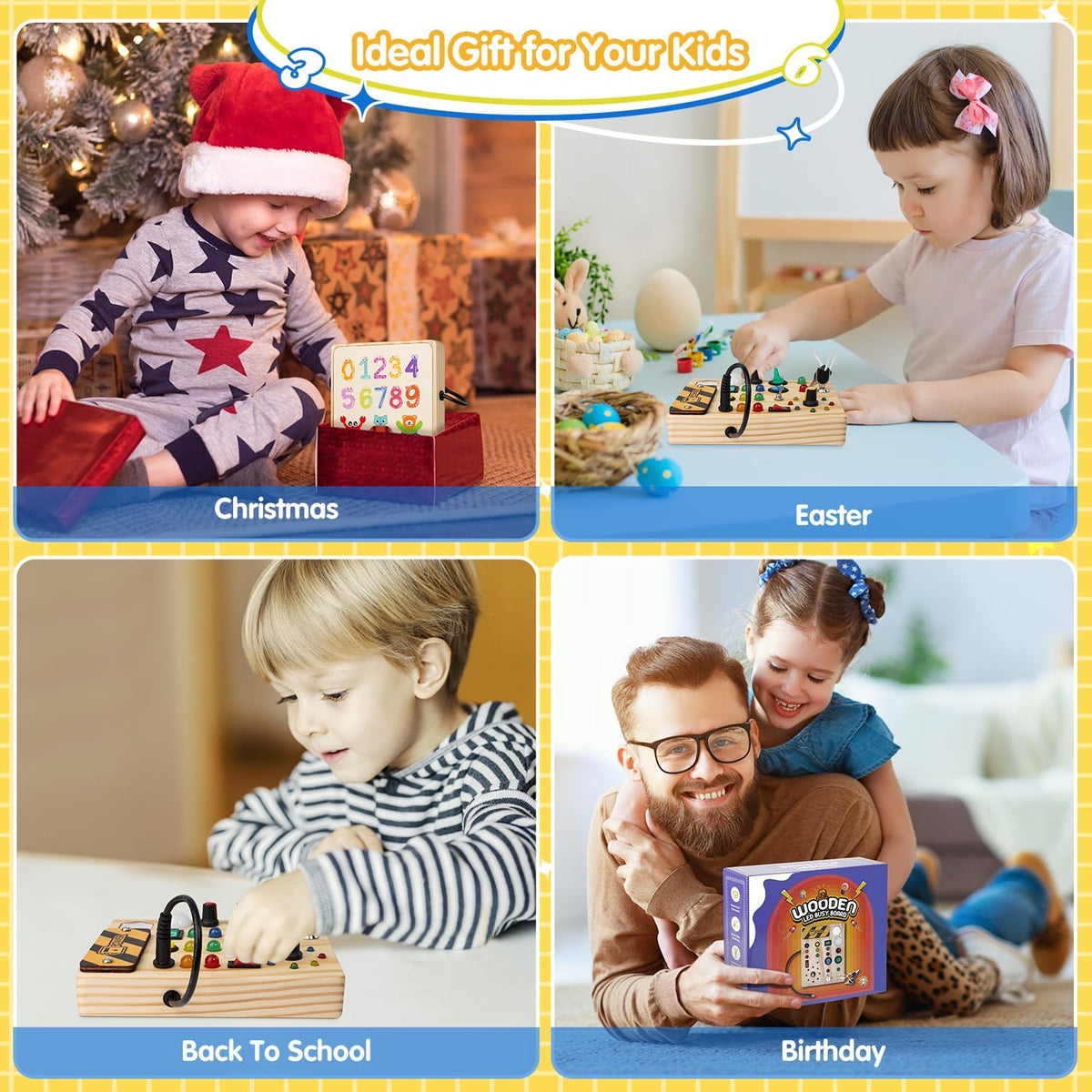 Montessori-Aktivitätsbrett mit Licht und Schaltern für Kinder von 1-6 Jahren