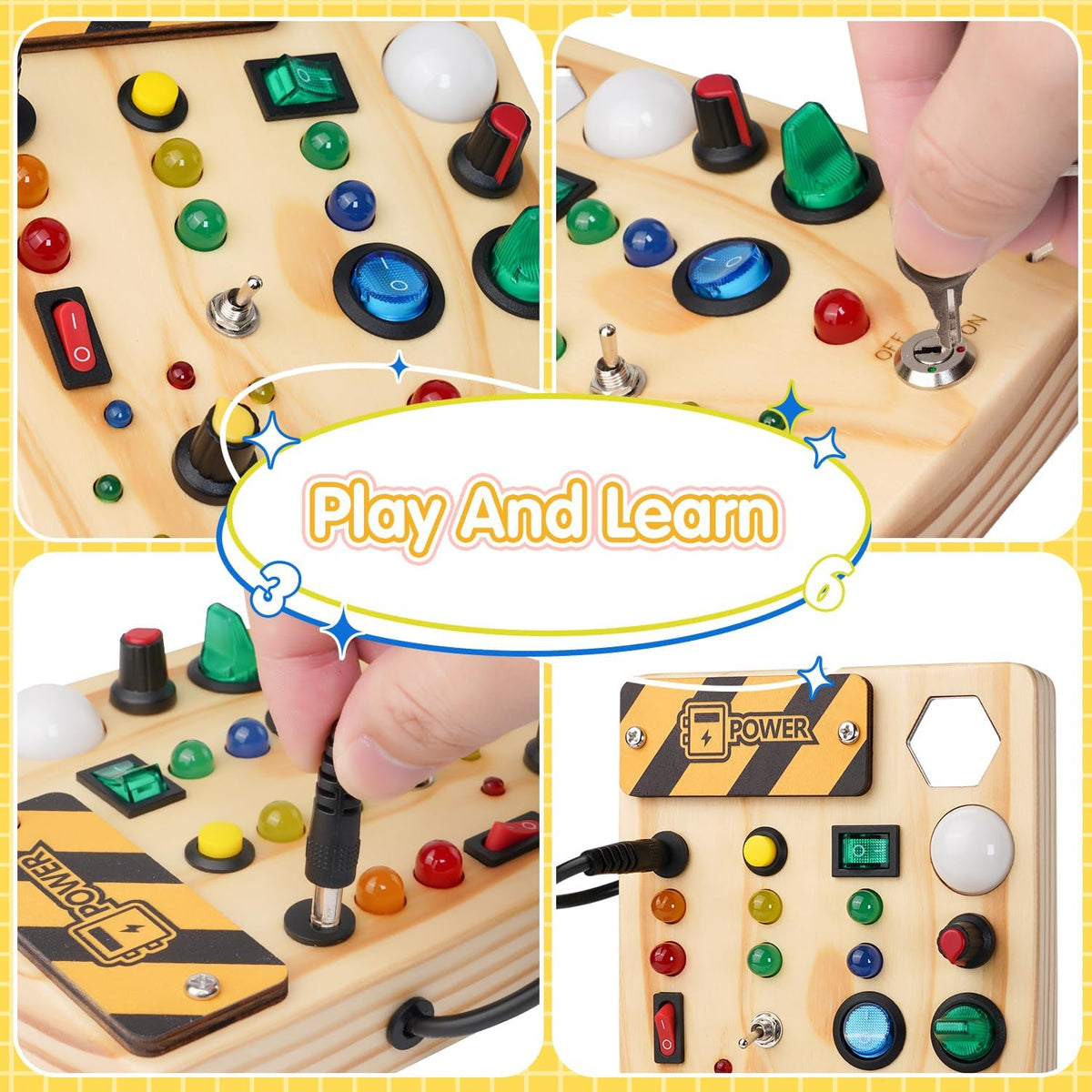 Montessori-Steckbrett mit LED-Licht für Kleinkinder und zum Lernen, 1-6 Jahre