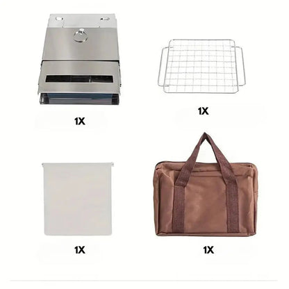 Stufa a legna pieghevole in acciaio inox – Portatile per campeggio e attività all'aperto