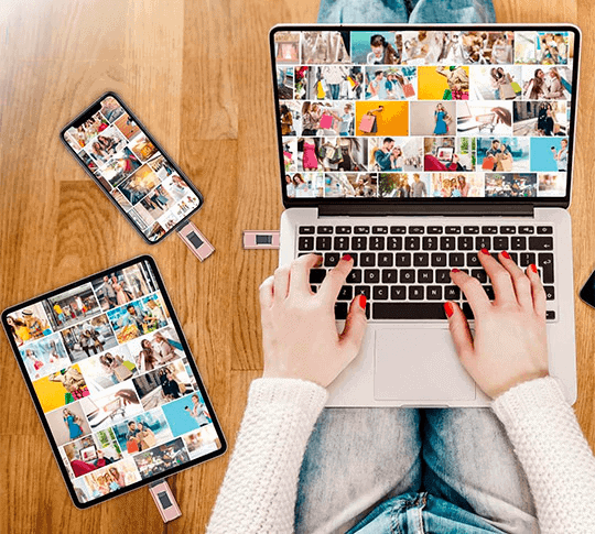 PhoneStick snelle back-upschijf voor foto's en video's met opslag op meerdere apparaten