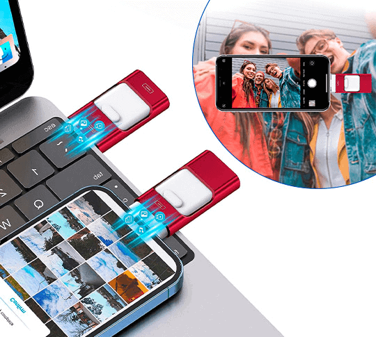 PhoneStick snelle back-upschijf voor foto's en video's met opslag op meerdere apparaten