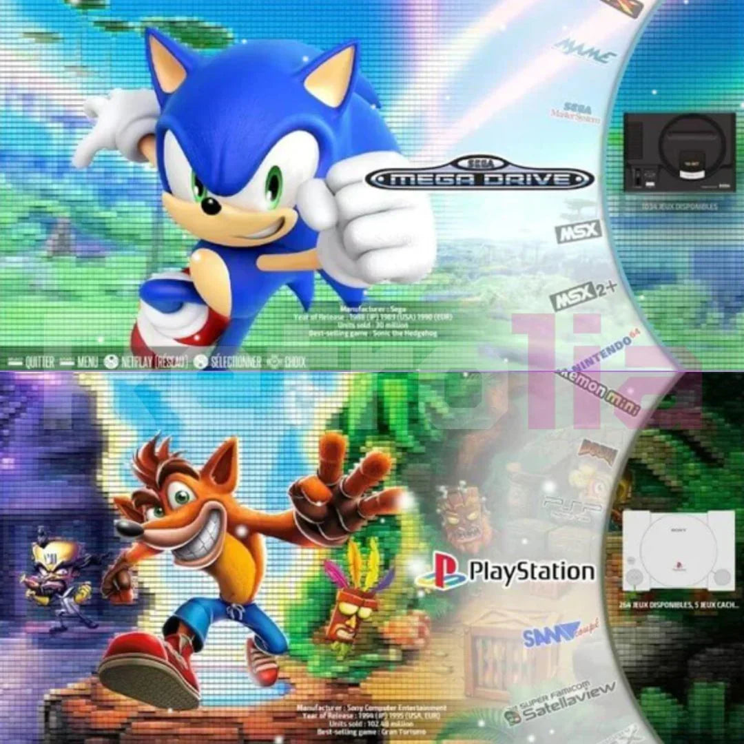 Console per videogiochi retrò PixelDrive con 2 controller wireless e 64 GB
