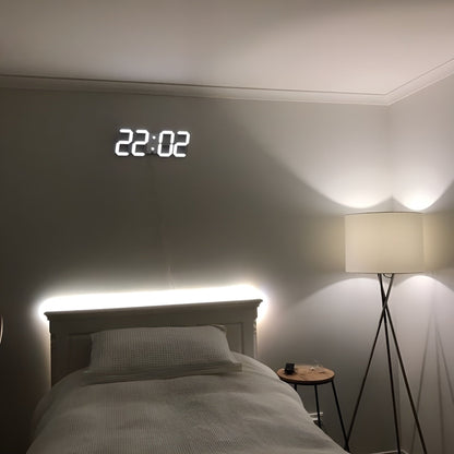 PixelTime 3D led-digitale wandklok met temperatuur, datum en alarm